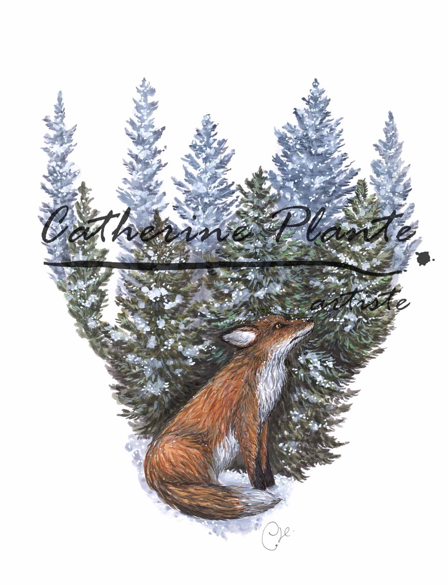 Illustration originale - Renard au coeur boréal