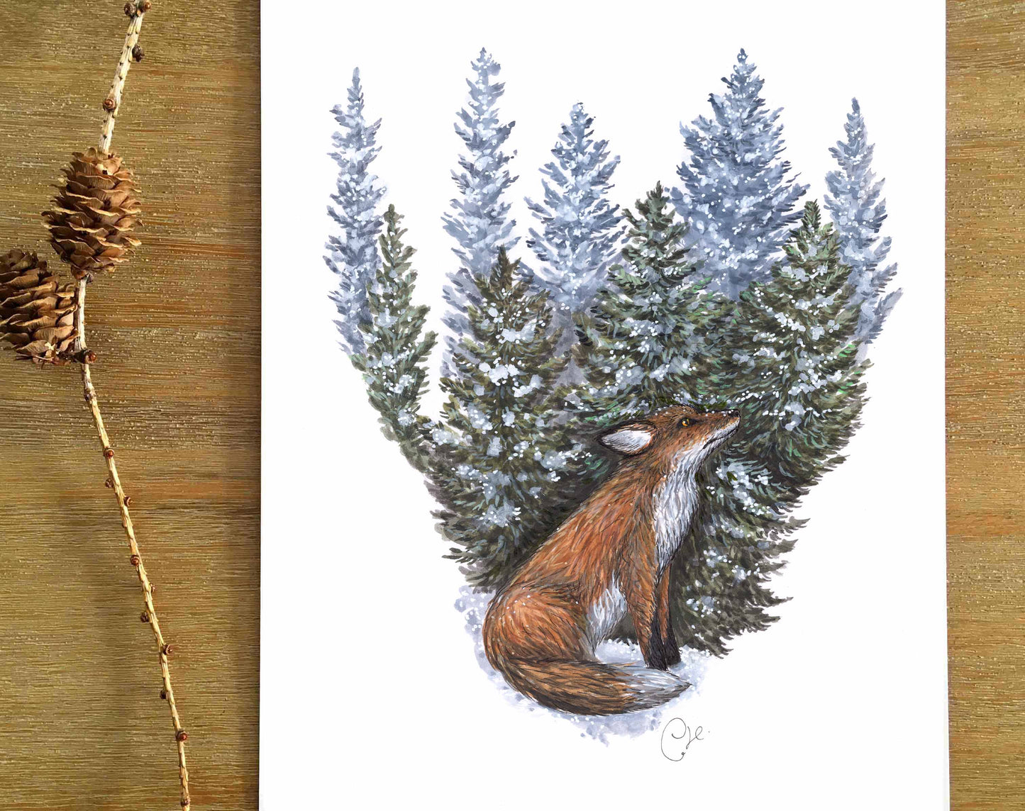 Illustration originale - Renard au coeur boréal