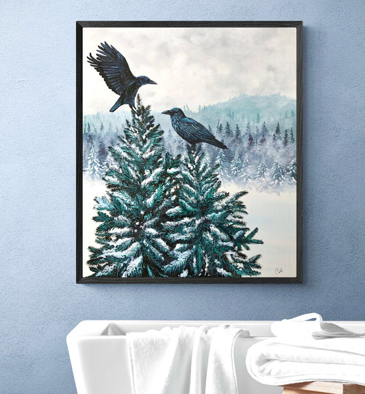 Peinture originale - Les corbeaux de la montagne