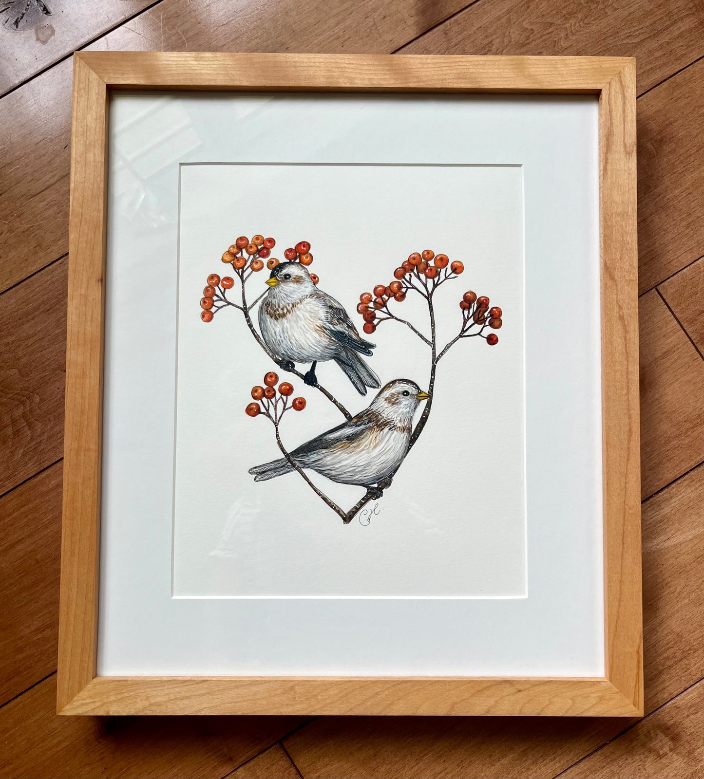 Illustration originale - Les plectrophanes et le sorbier
