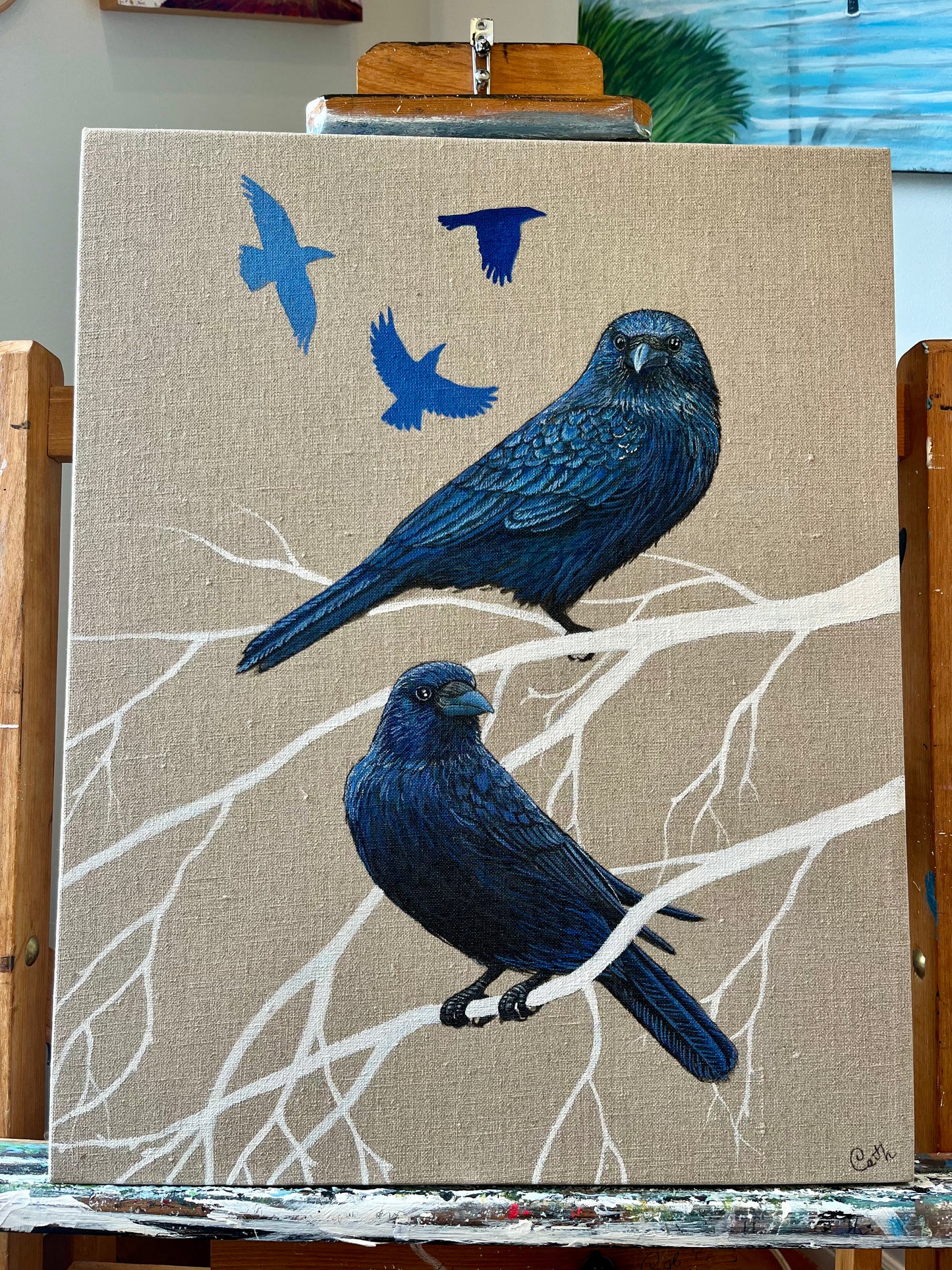 Peinture originale - La poésie de corvidés