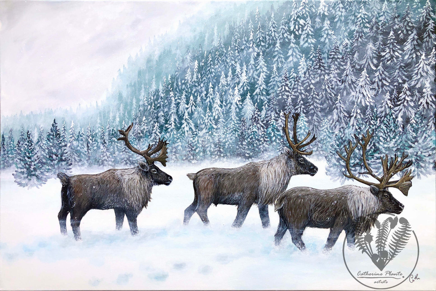 Peinture originale - La marche des caribous