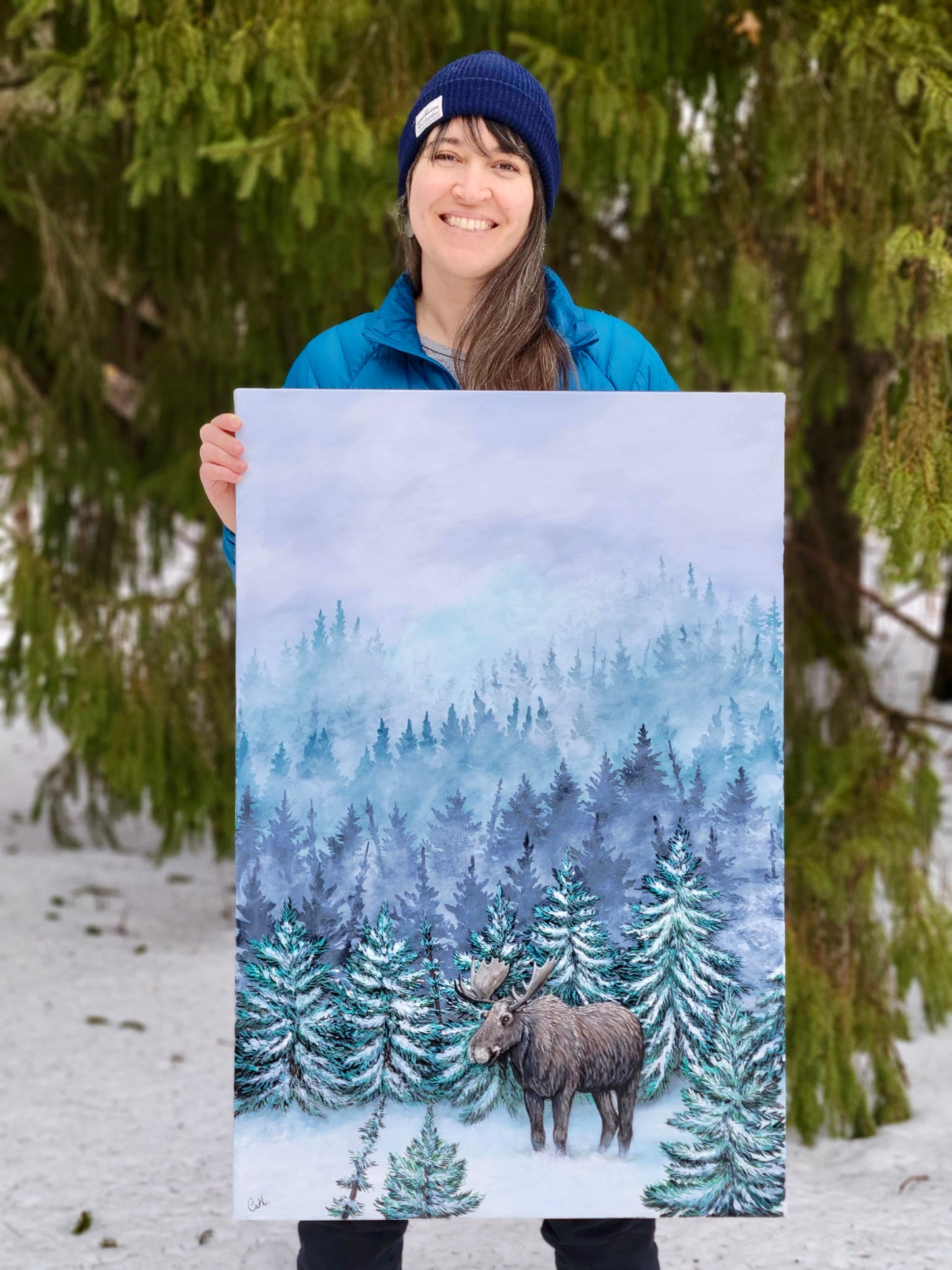 Peinture originale - L'orignal de la montagne