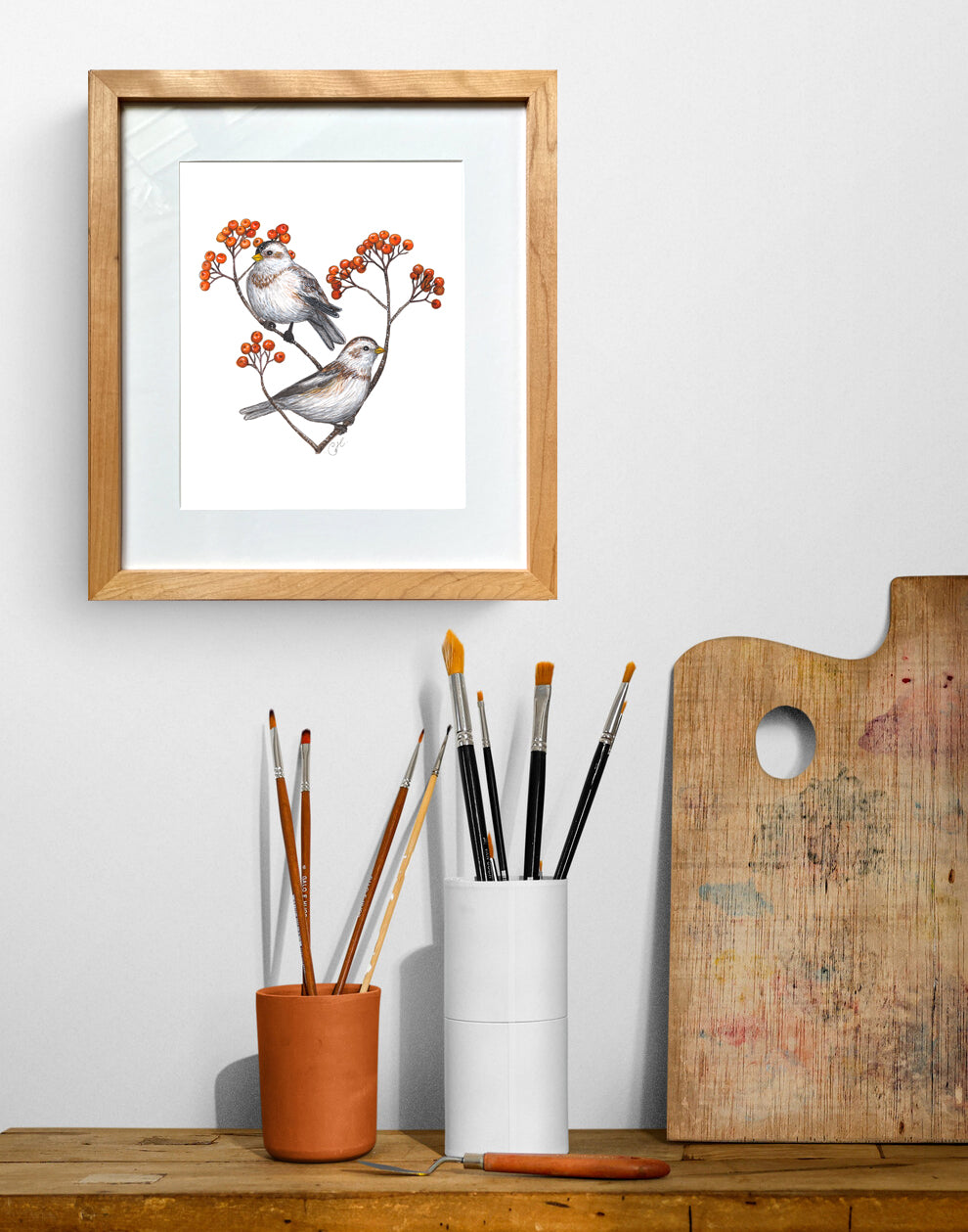 Illustration originale - Les plectrophanes et le sorbier