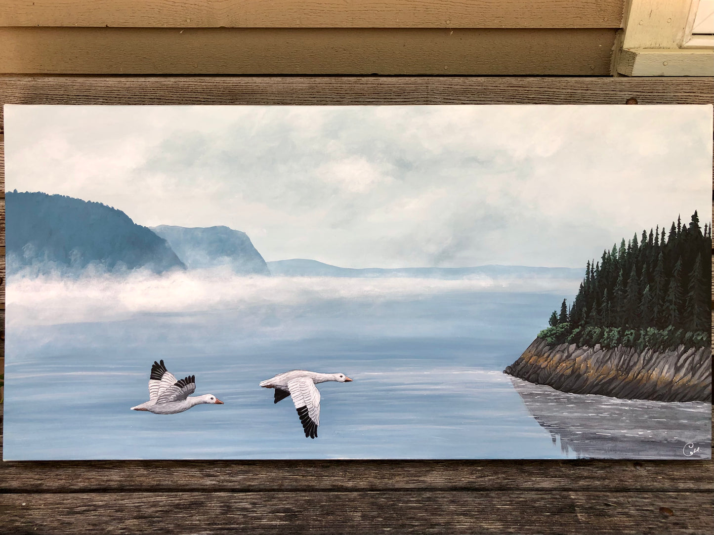 Peinture originale - Les oies de Tadoussac