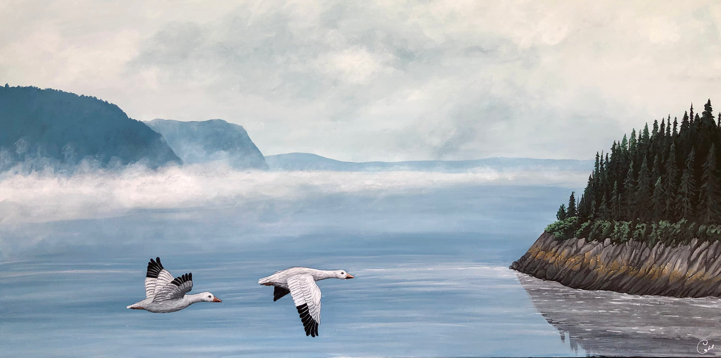 Peinture originale - Les oies de Tadoussac