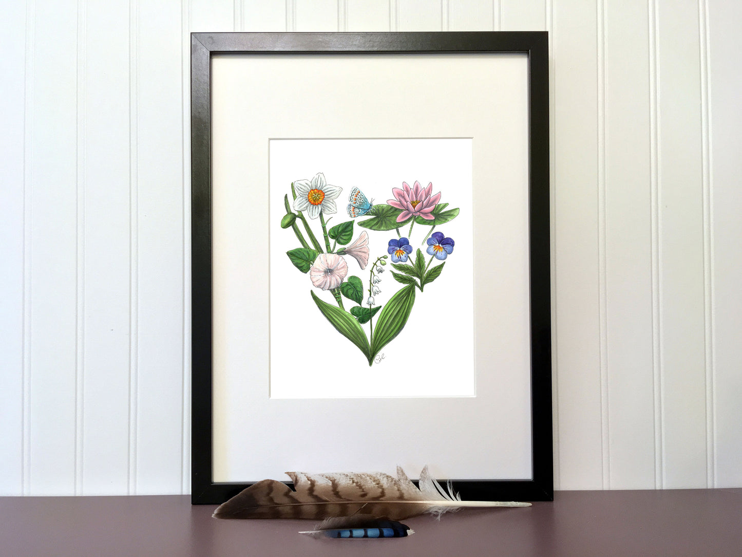 Illustration of birth flowers on paper