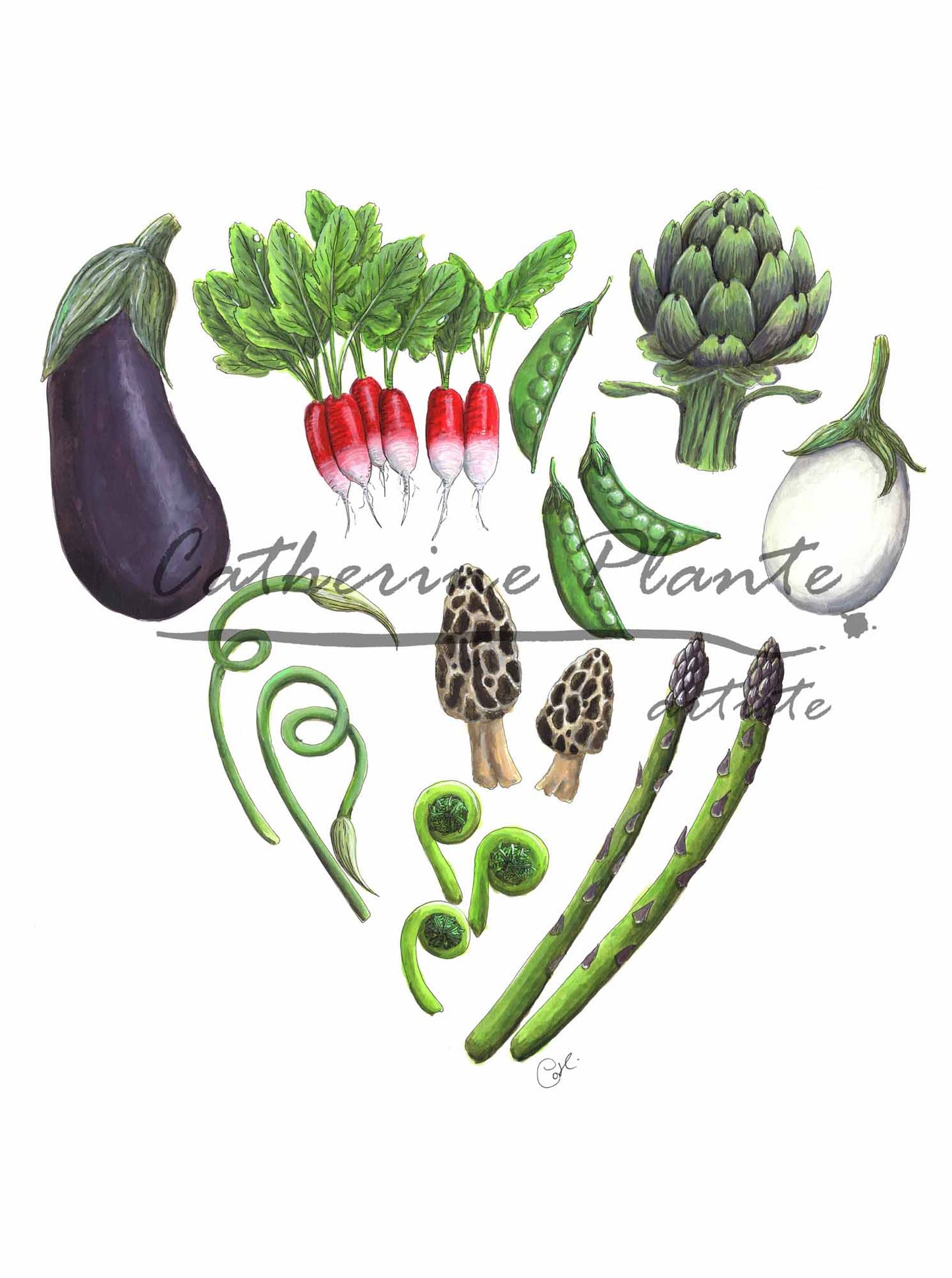 Grande illustration originale - Cœur gourmand