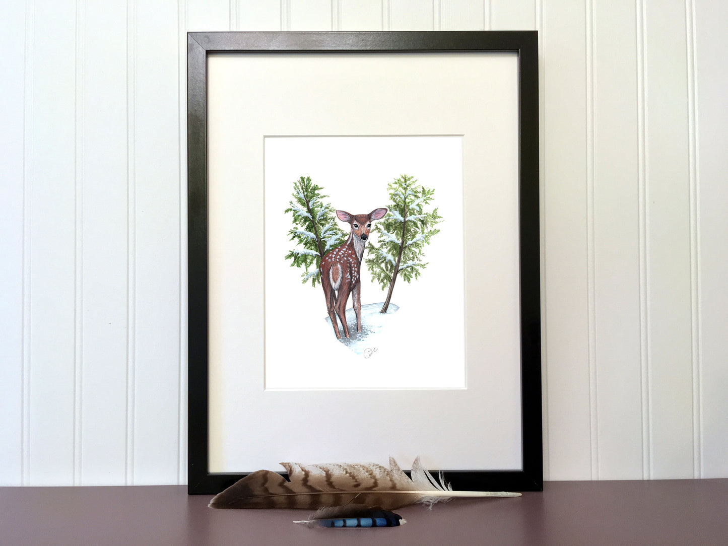 Original illustration - Fawn in the heart of winter