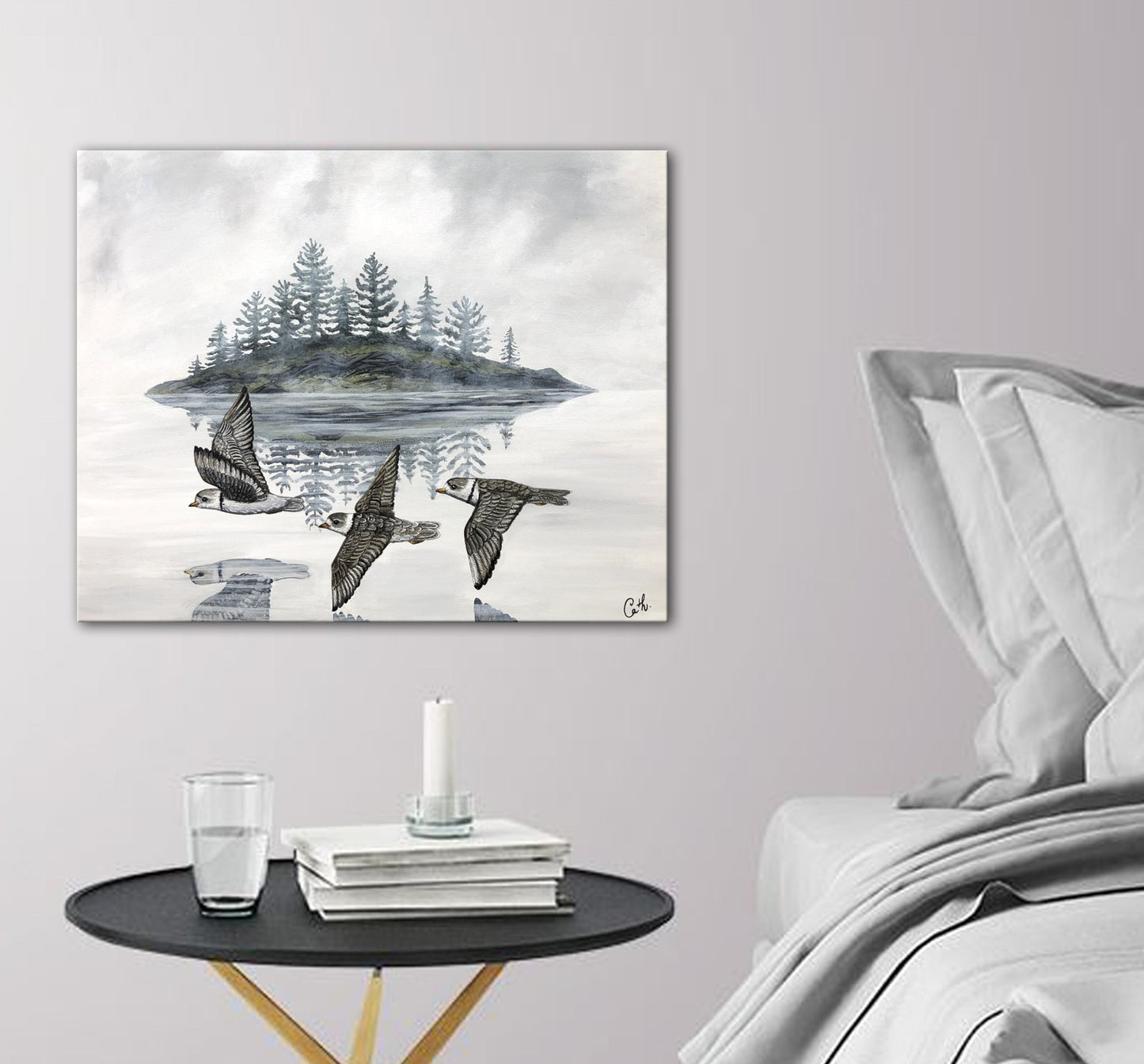Peinture originale - Les pluviers de l'île