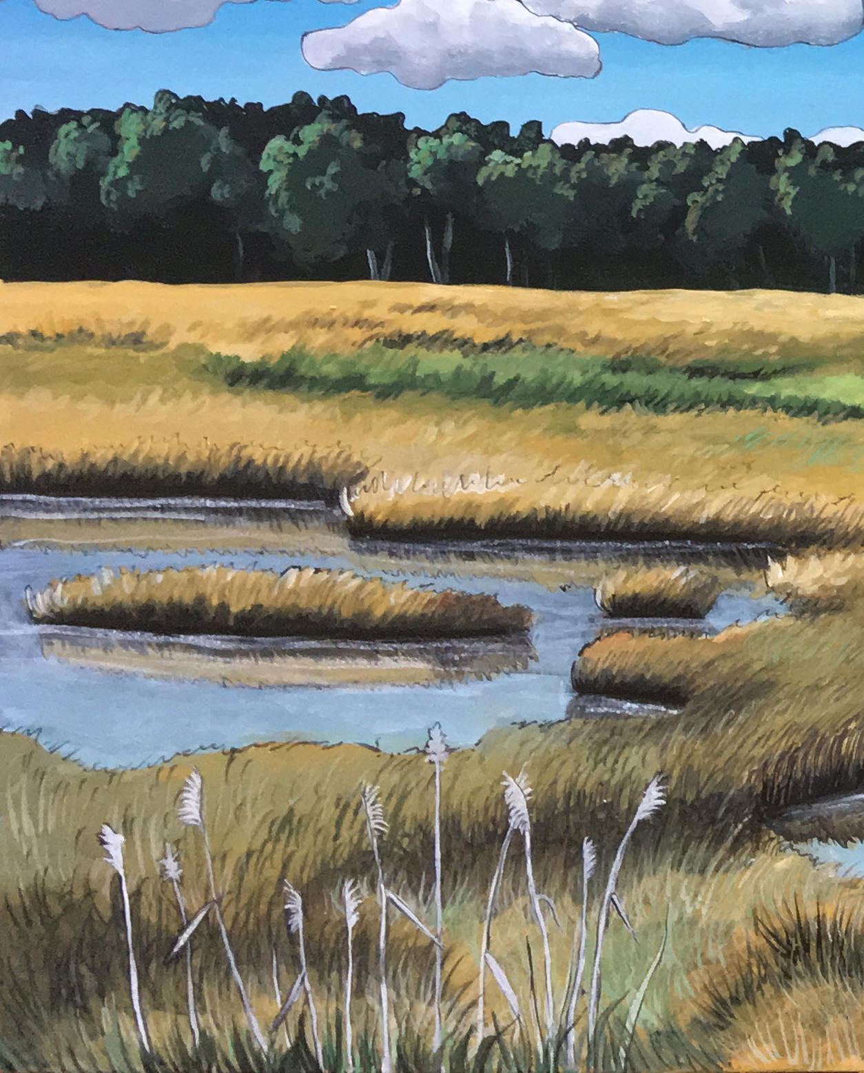 Peinture originale - Horizon doré