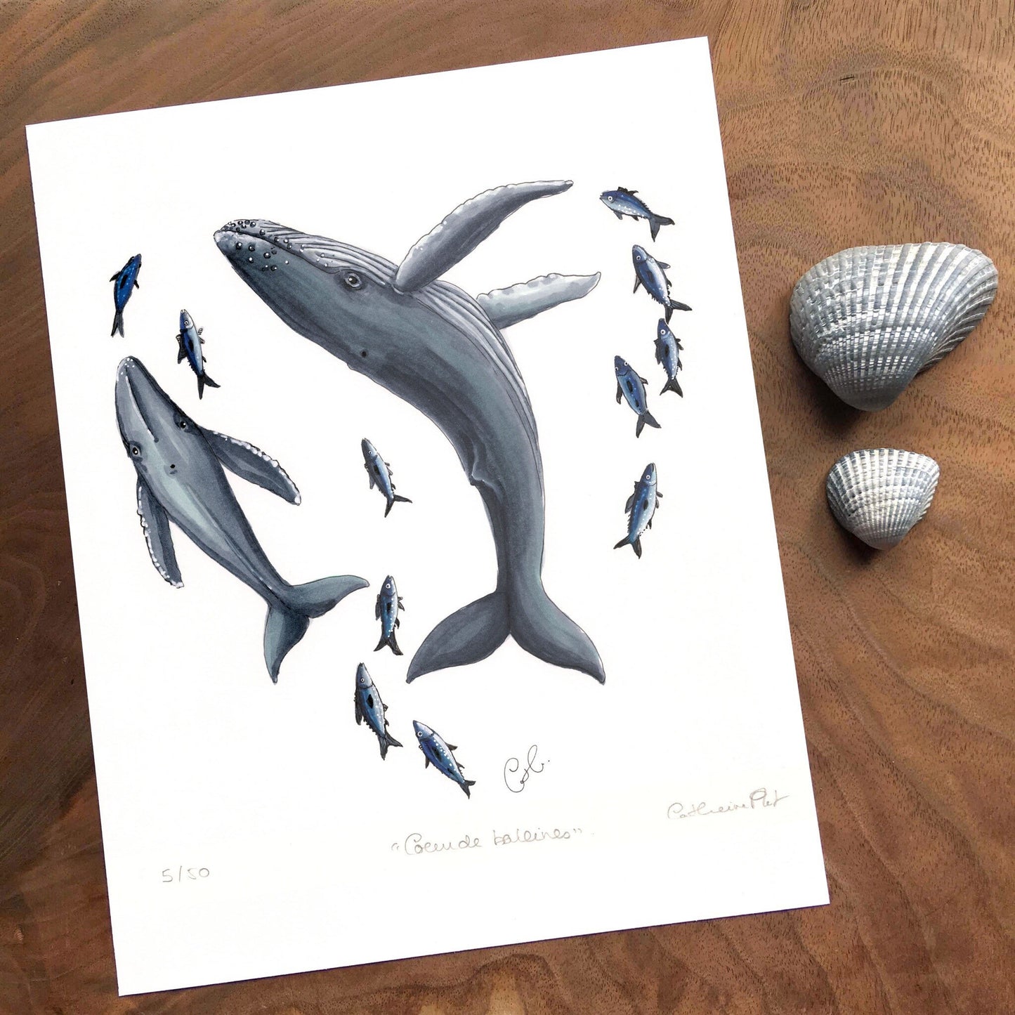 Impression d'art - Cœur de baleines