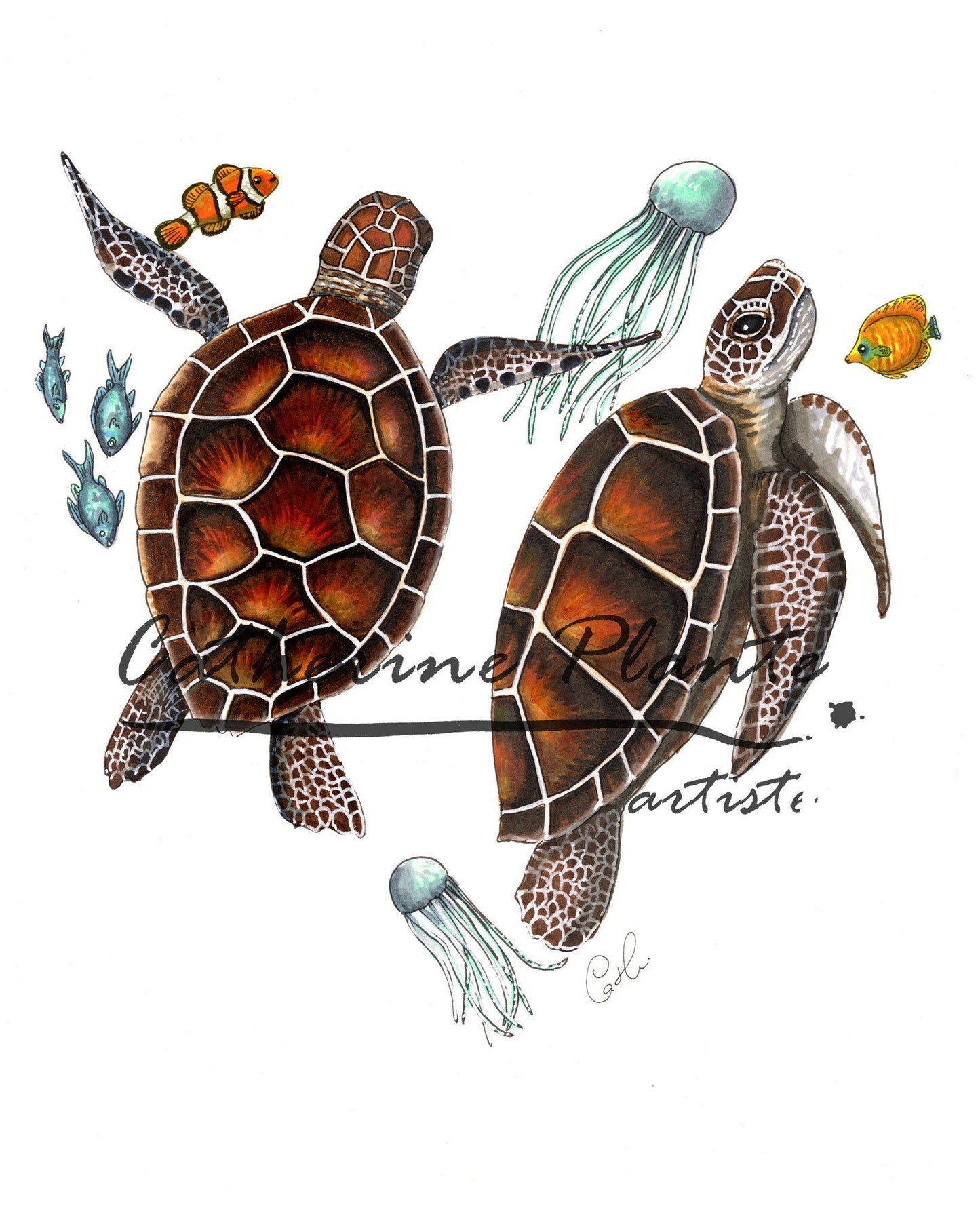 Art Print - Turtles in the Water Dance