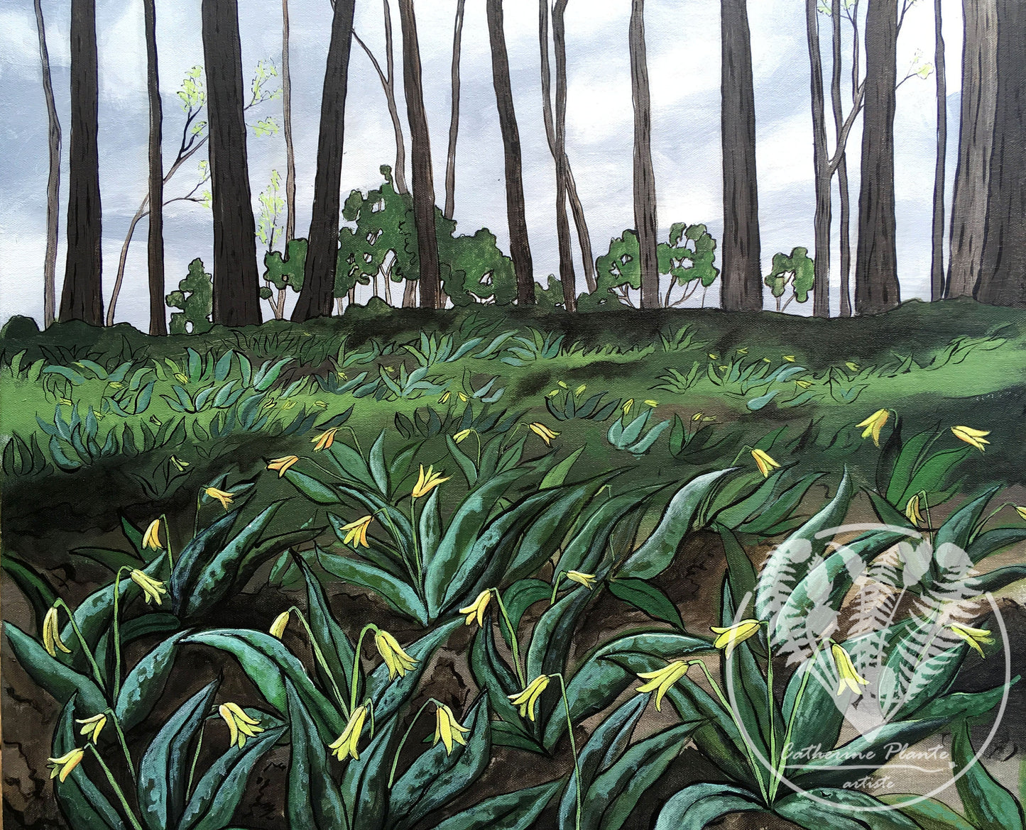 Peinture originale - Les clochettes annonciatrices du printemps