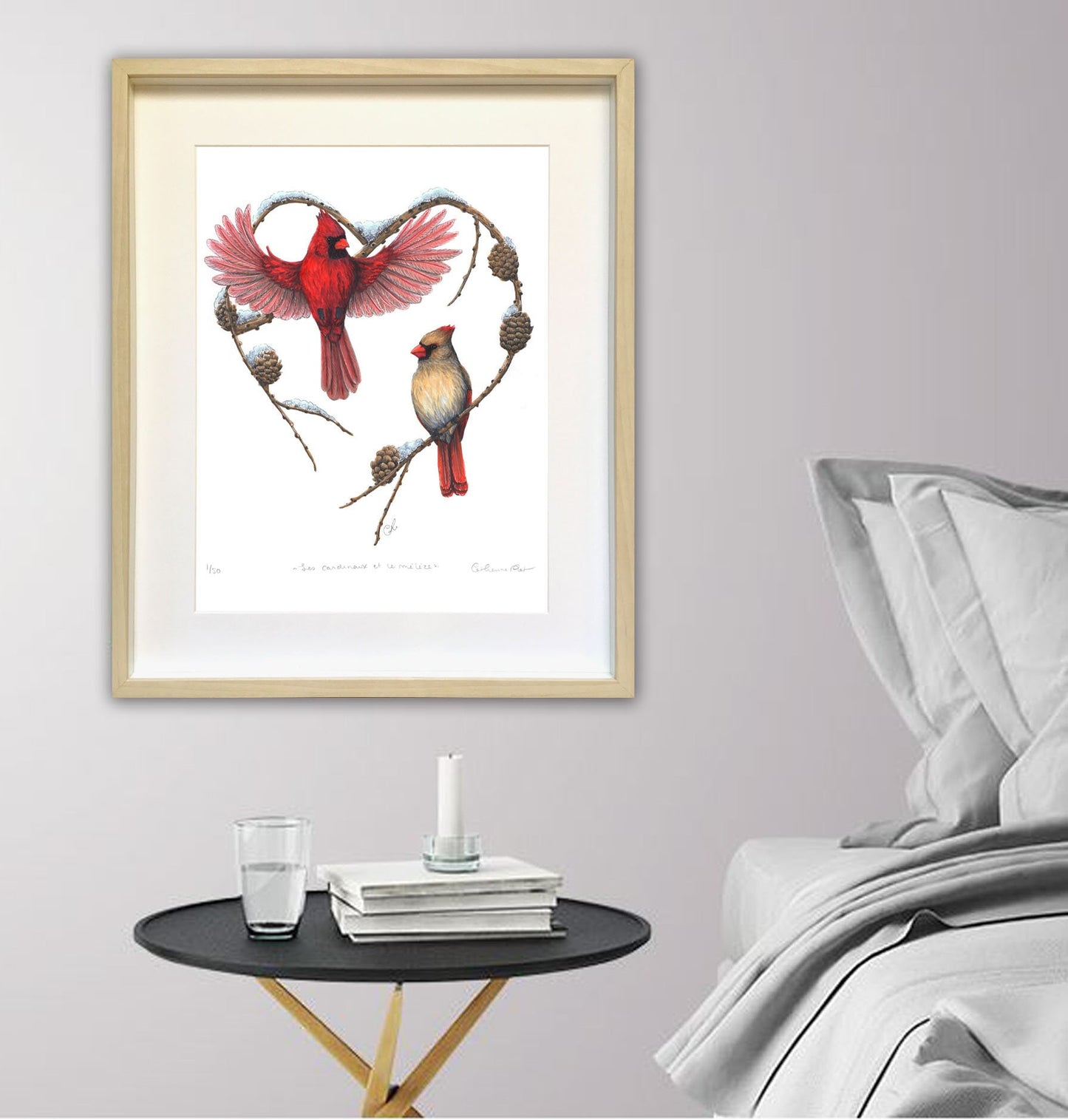 Large Art Print - The Cardinals and the Larch