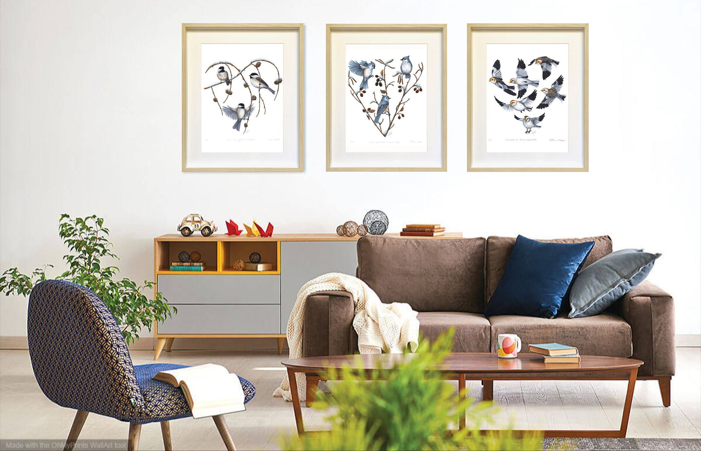 Triptych of art prints