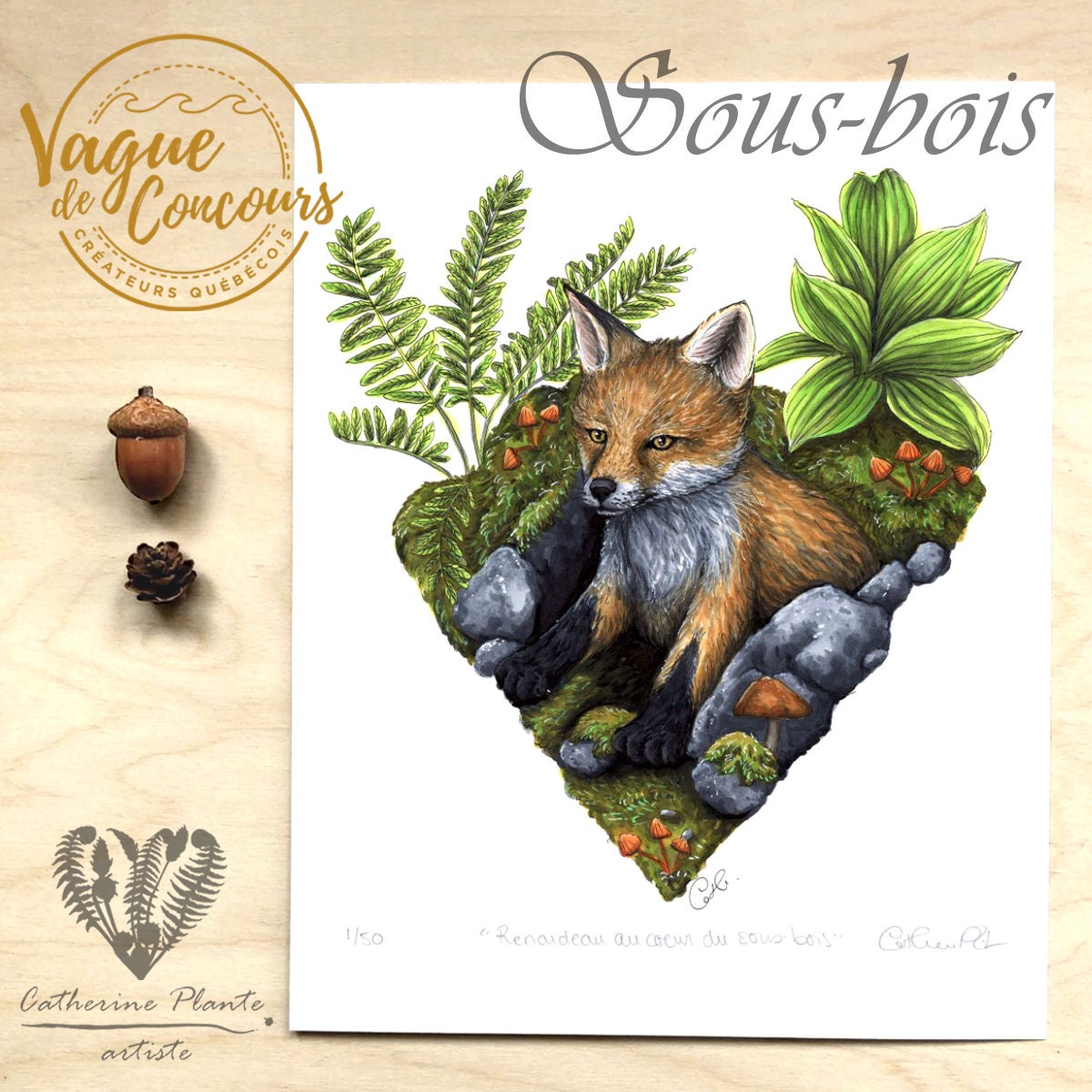 Art print - Fox cub in the heart of the undergrowth