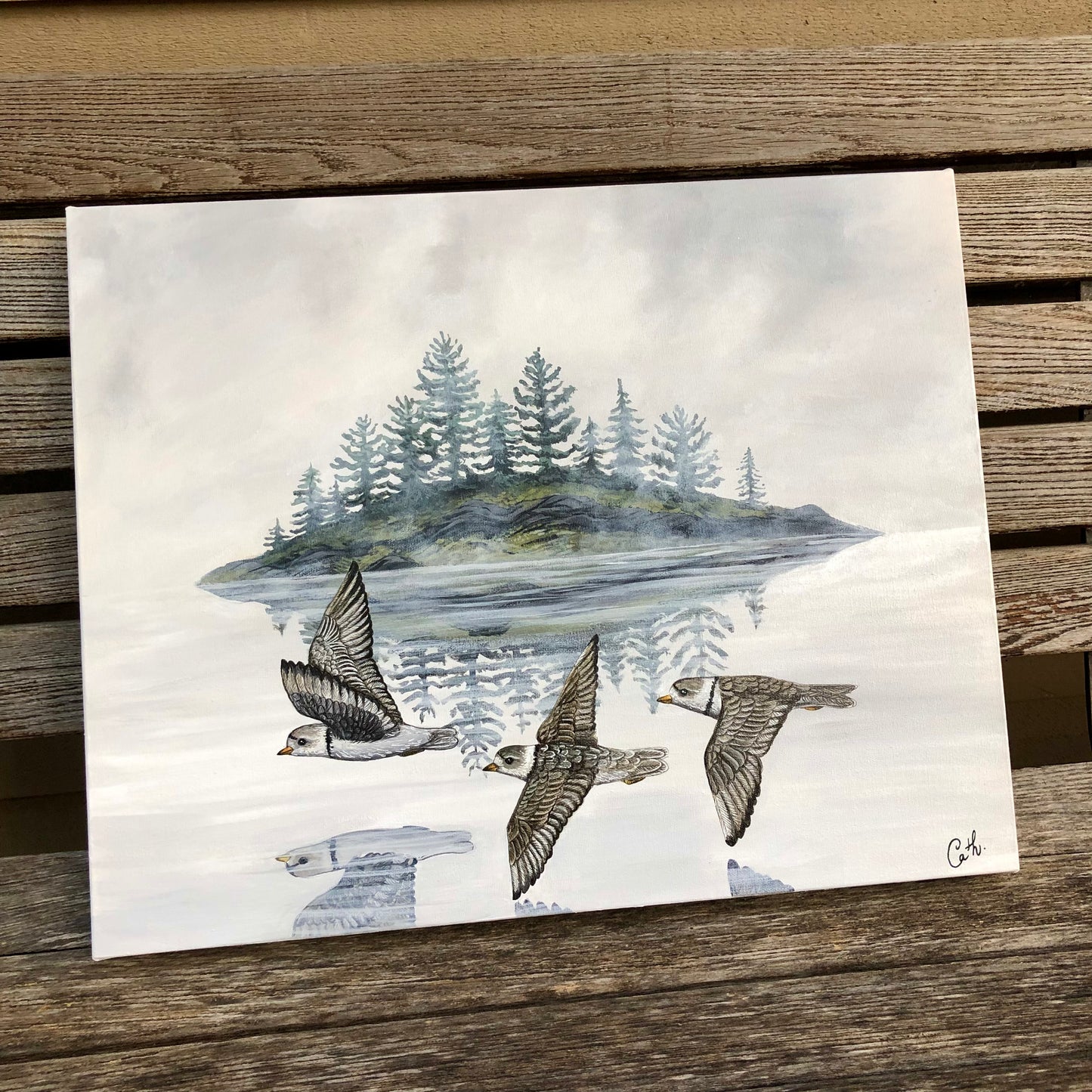 Peinture originale - Les pluviers de l'île