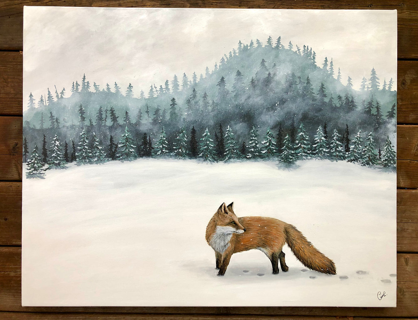 Peinture originale - Le renard solitaire