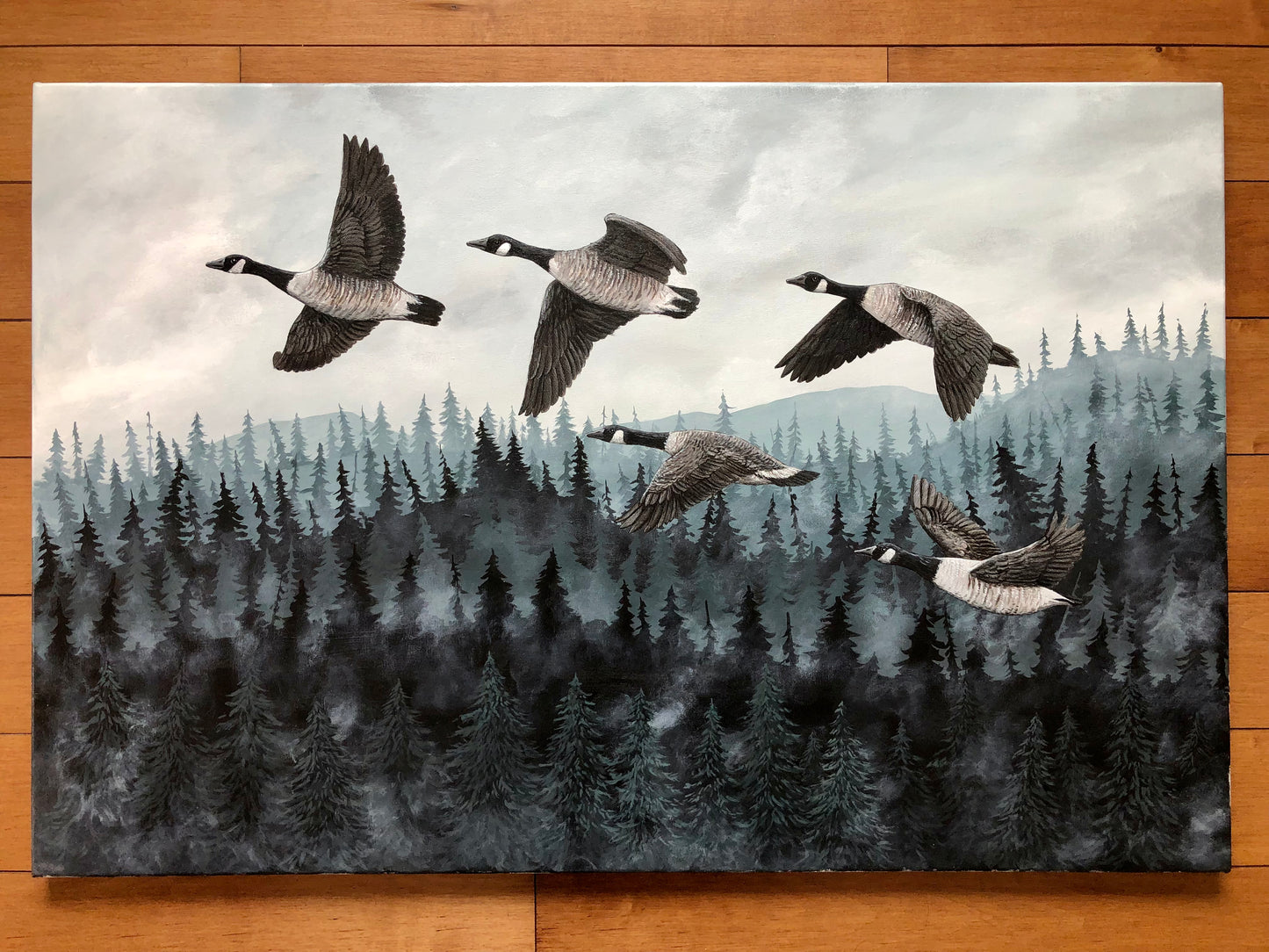 Peinture originale - Le retour des bernaches