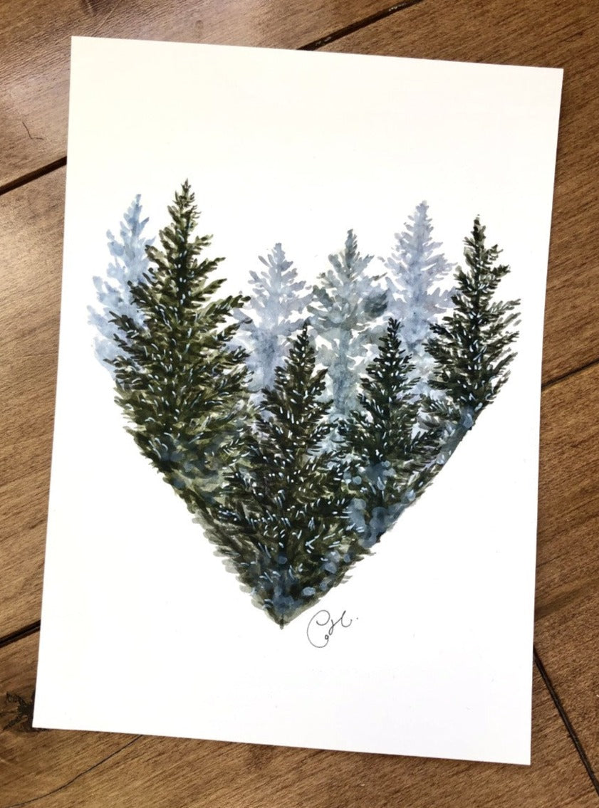 Illustrations originales - Choix de trois oeuvres Coeur de forêt brumeuse