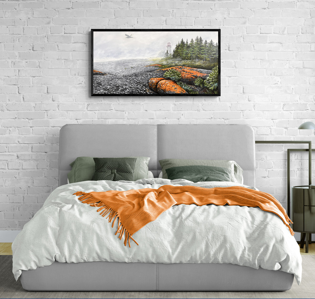 Peinture originale - Brume sur la Petite île au Marteau