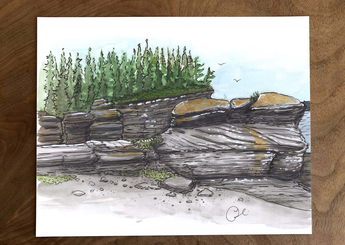 Petites illustrations originales - Choix de six œuvres de paysage des îles Mingan