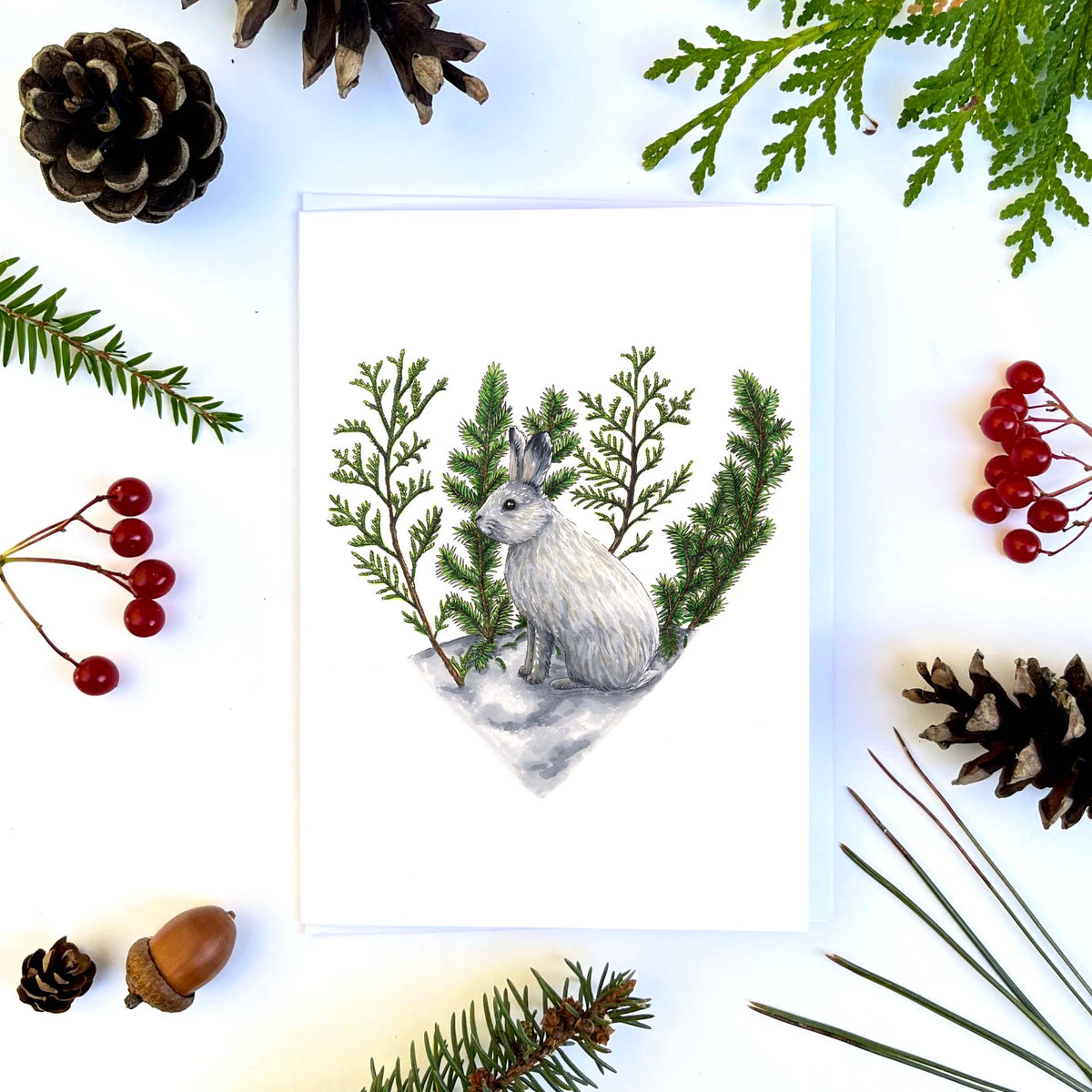 Greeting card - Hare in the heart of winter