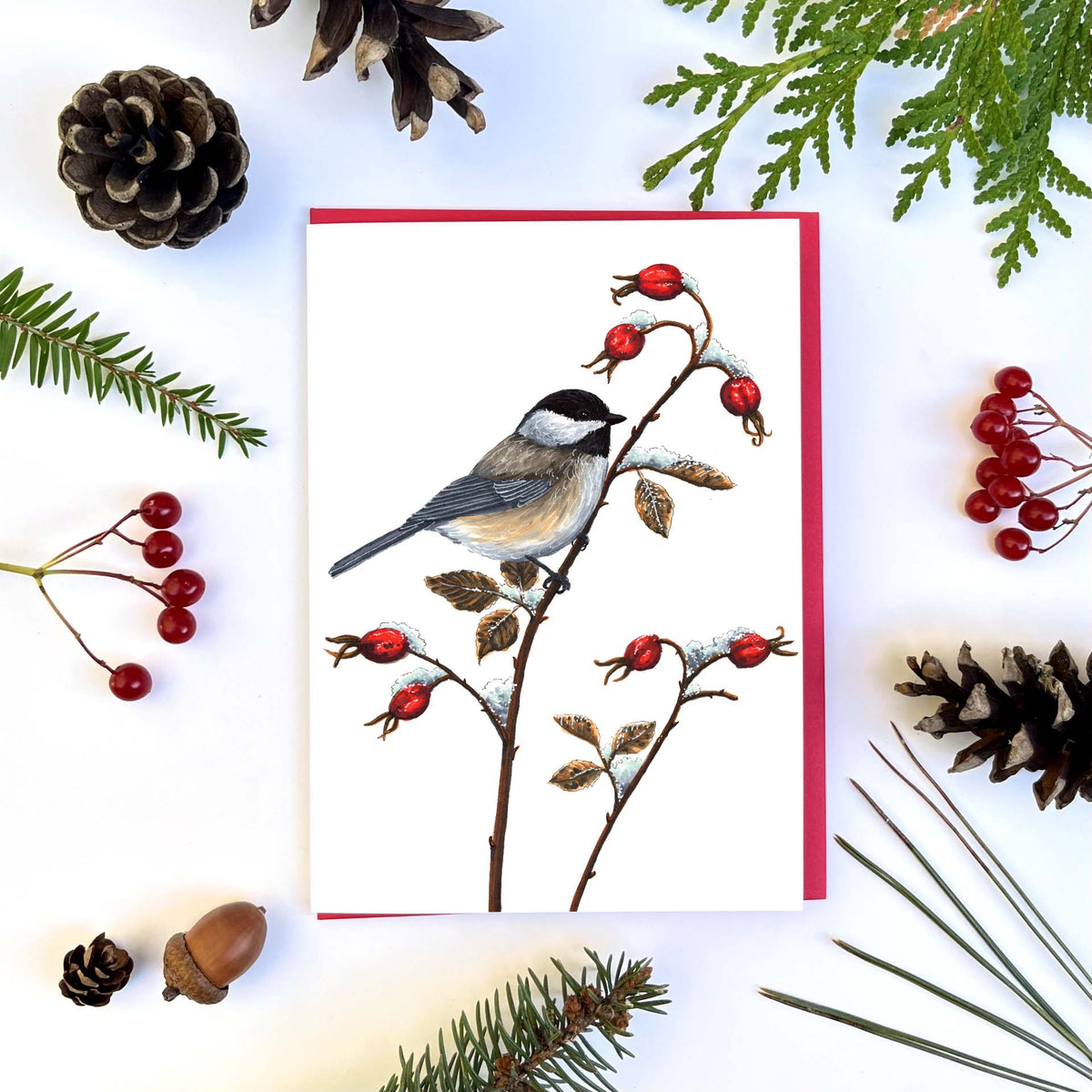 Greeting card - Titmouse and Winter Delicacy