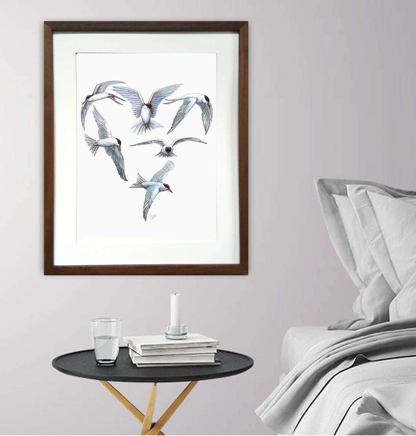 Grande illustration originale - Coeur de sternes