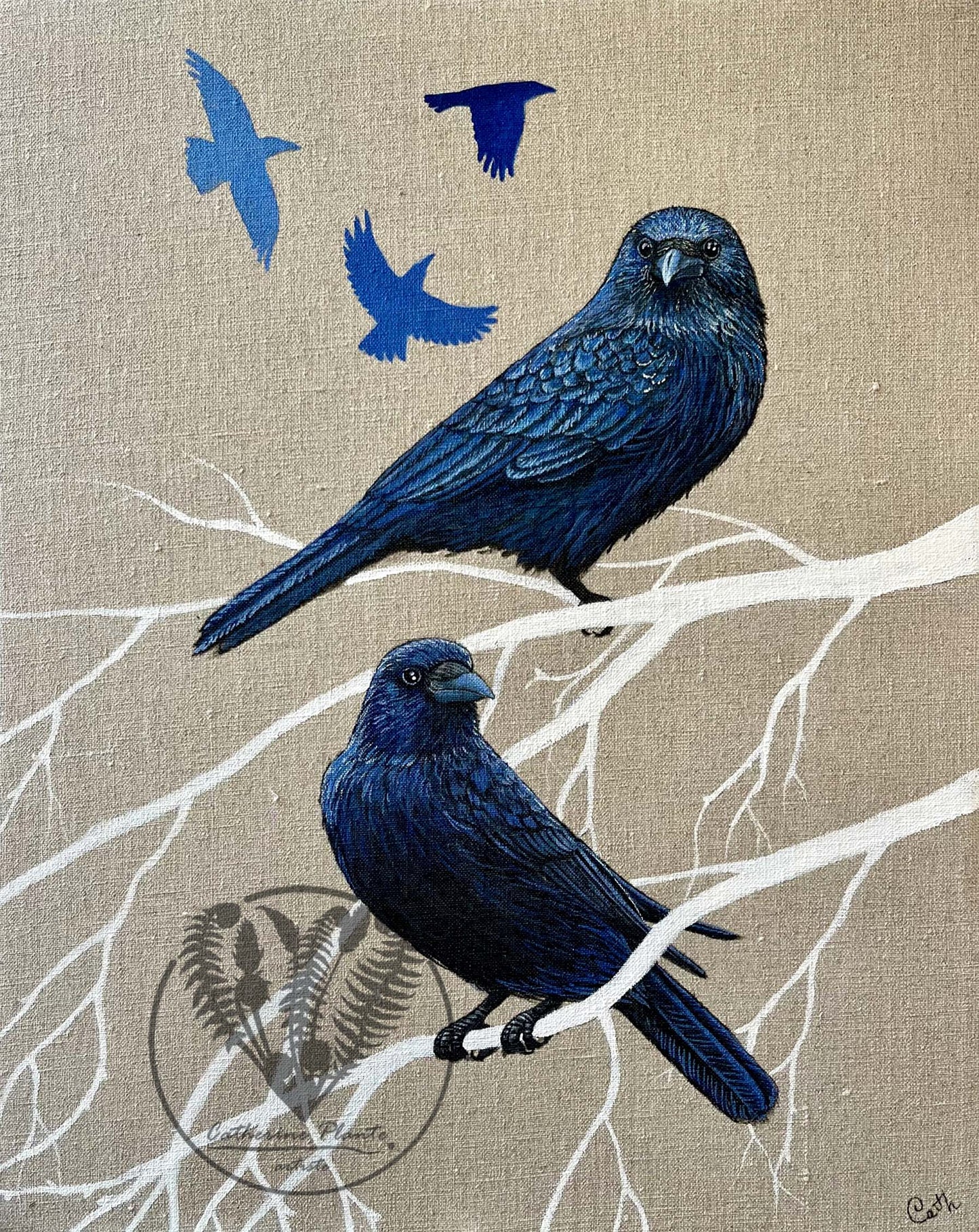 Peinture originale - La poésie de corvidés