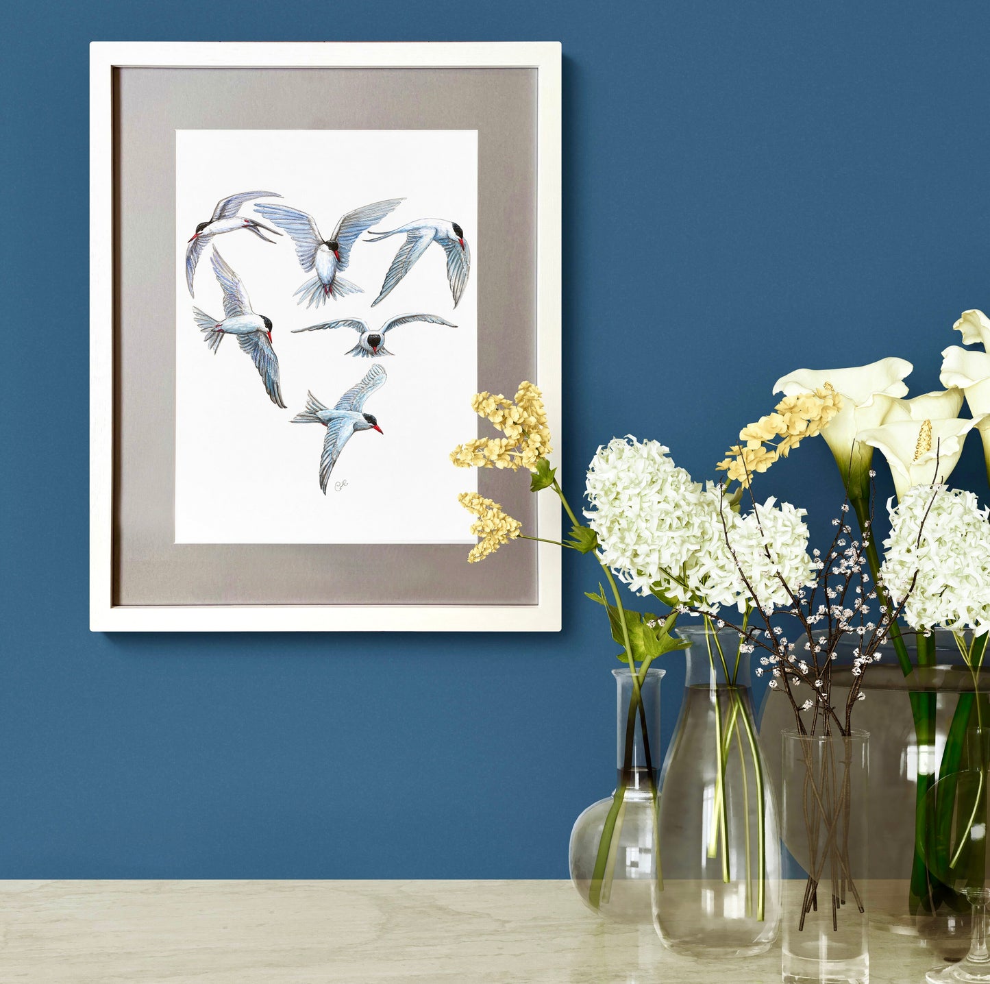 Grande illustration originale - Coeur de sternes