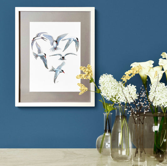 Grande illustration originale - Coeur de sternes