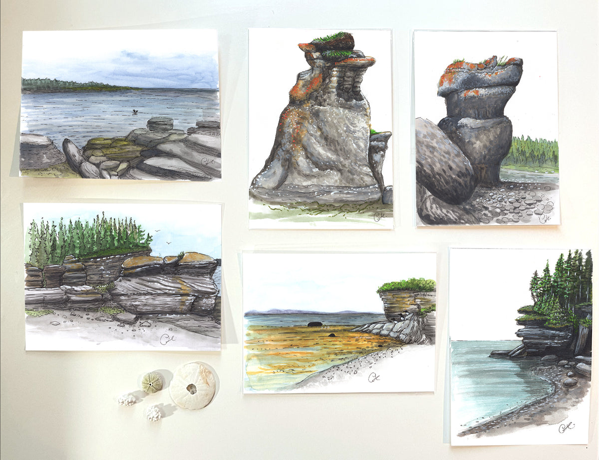 Petites illustrations originales - Choix de six œuvres de paysage des îles Mingan