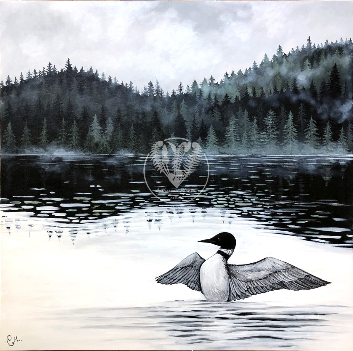 Peinture originale - Le huard du lac