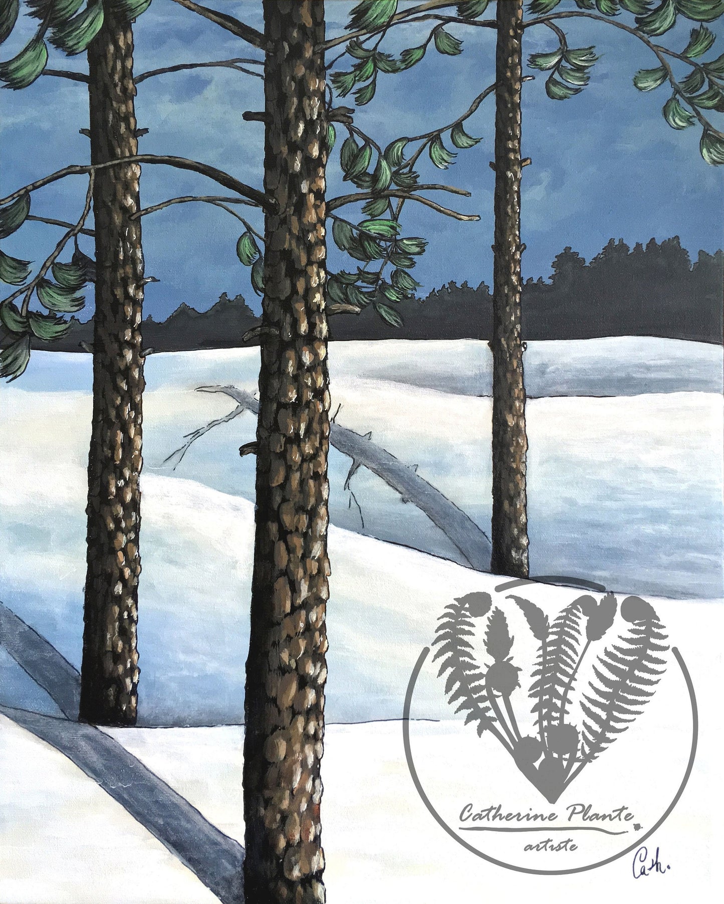 Peinture originale - Quiétude hivernale