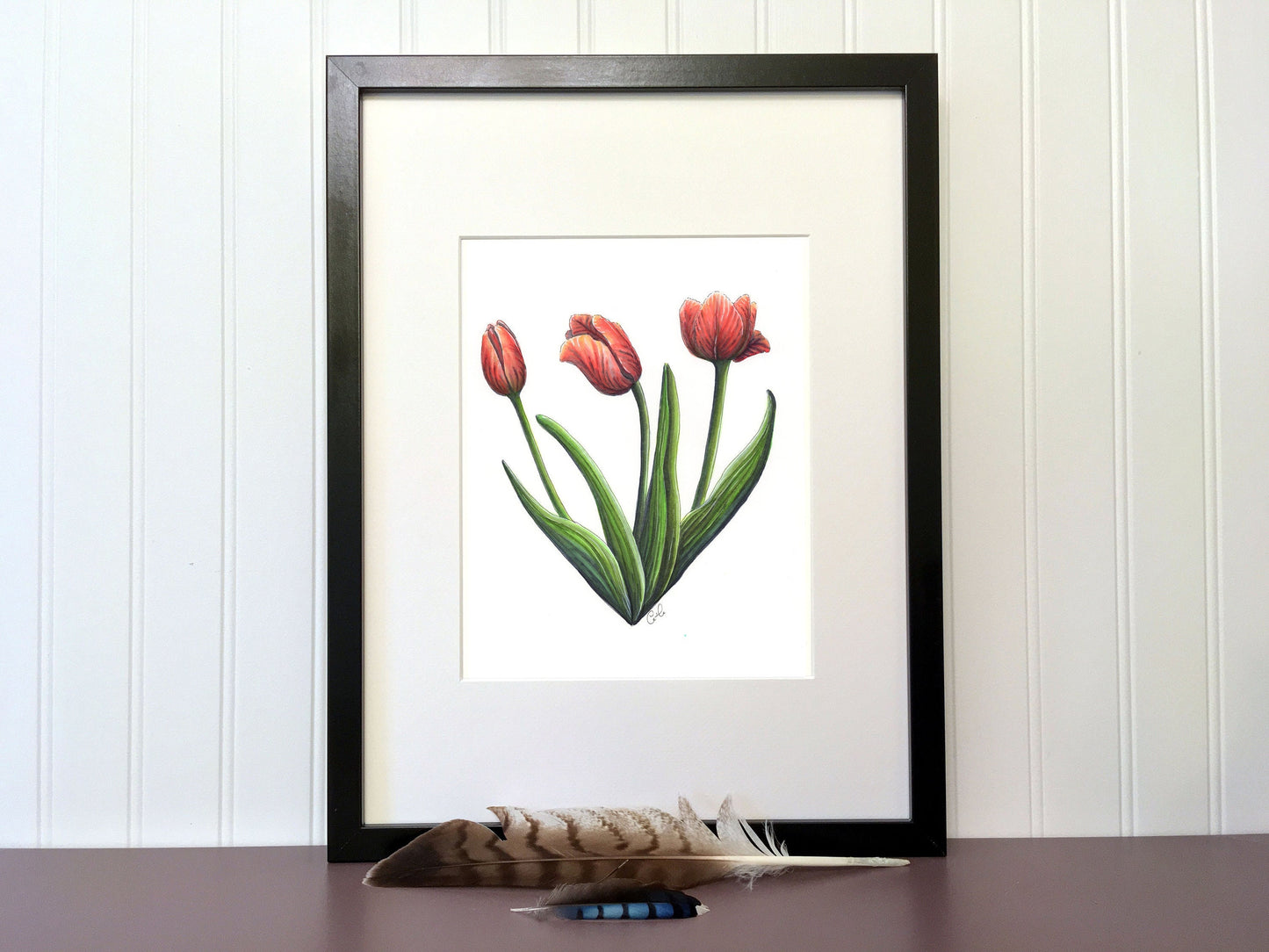 Illustration originale - Coeur de tulipes