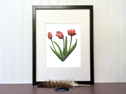 Illustration originale - Coeur de tulipes